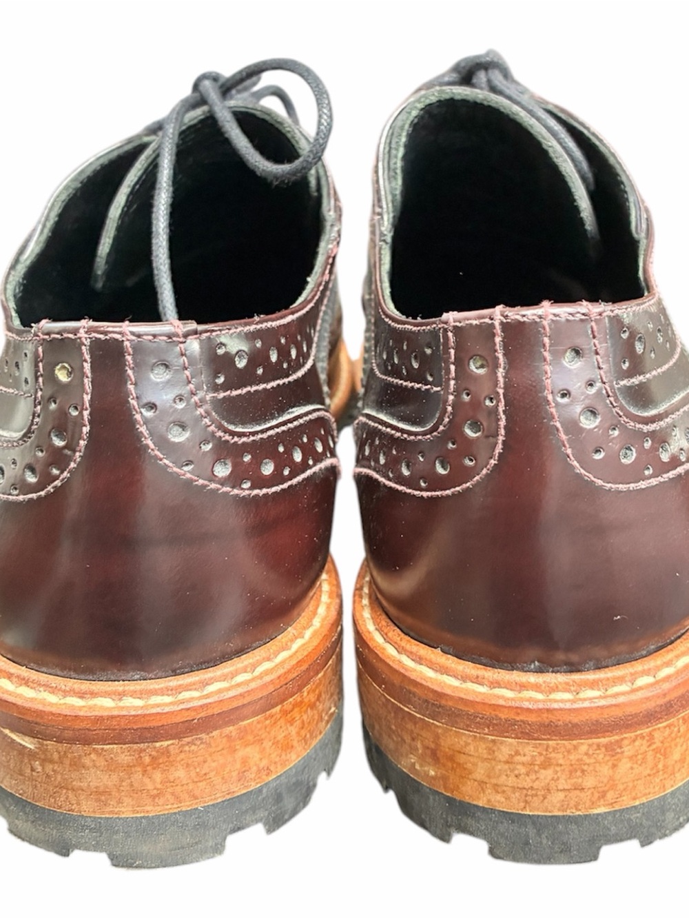 Women's Burgundy Wingtip Oxford Flats - Lace-Up Loafers Sz 38 or sz7 - Picture 5 of 7